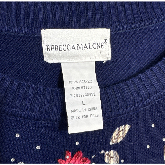 Rebecca Malone Moody Floral Sweater L Lightweight Pullover Studded Soft Vintage - Picture 12 of 14